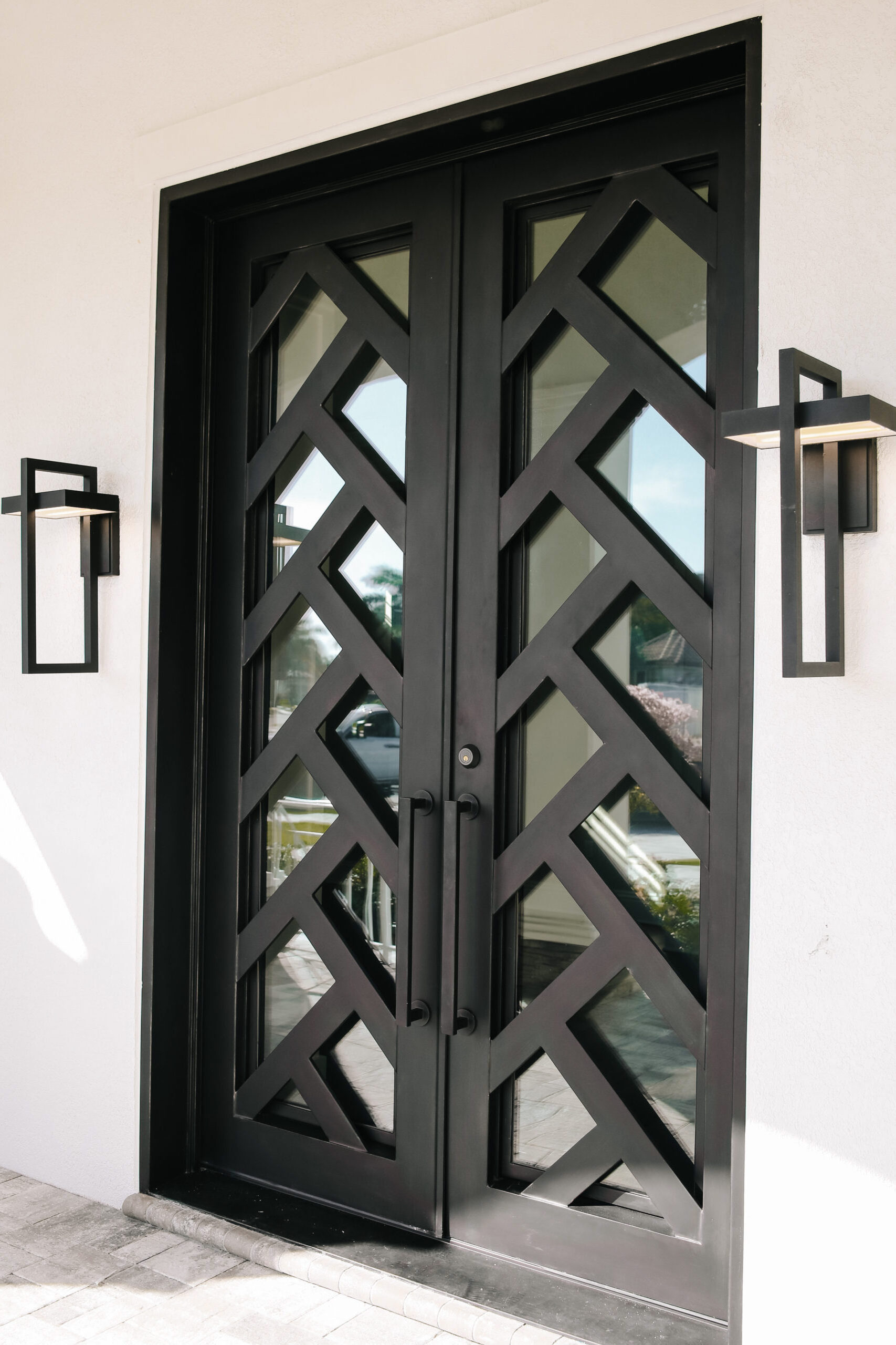 Modern Design Front Home Villa Entrance Double Steel Doors Design Wrought Iron Door