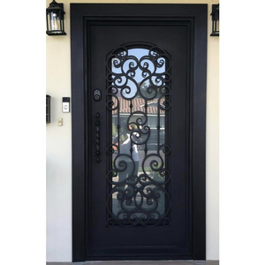 Support Customization Iron Single Door Design Wrought Iron Door Pre-Hang Simple Iron Door Design