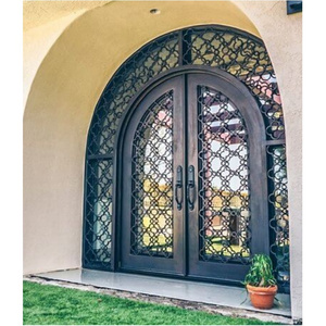 Custom High Quality Swing Double Iron Door Designs Wrought Iron Double Entry Door Wrought Iron Door