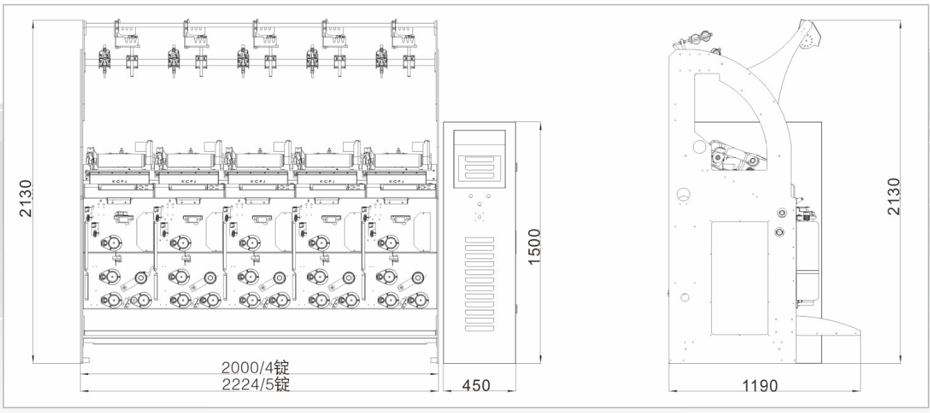 KC215B Air Covering Winder Machine Yarn Cone Winding High Efficiency Covering Machine