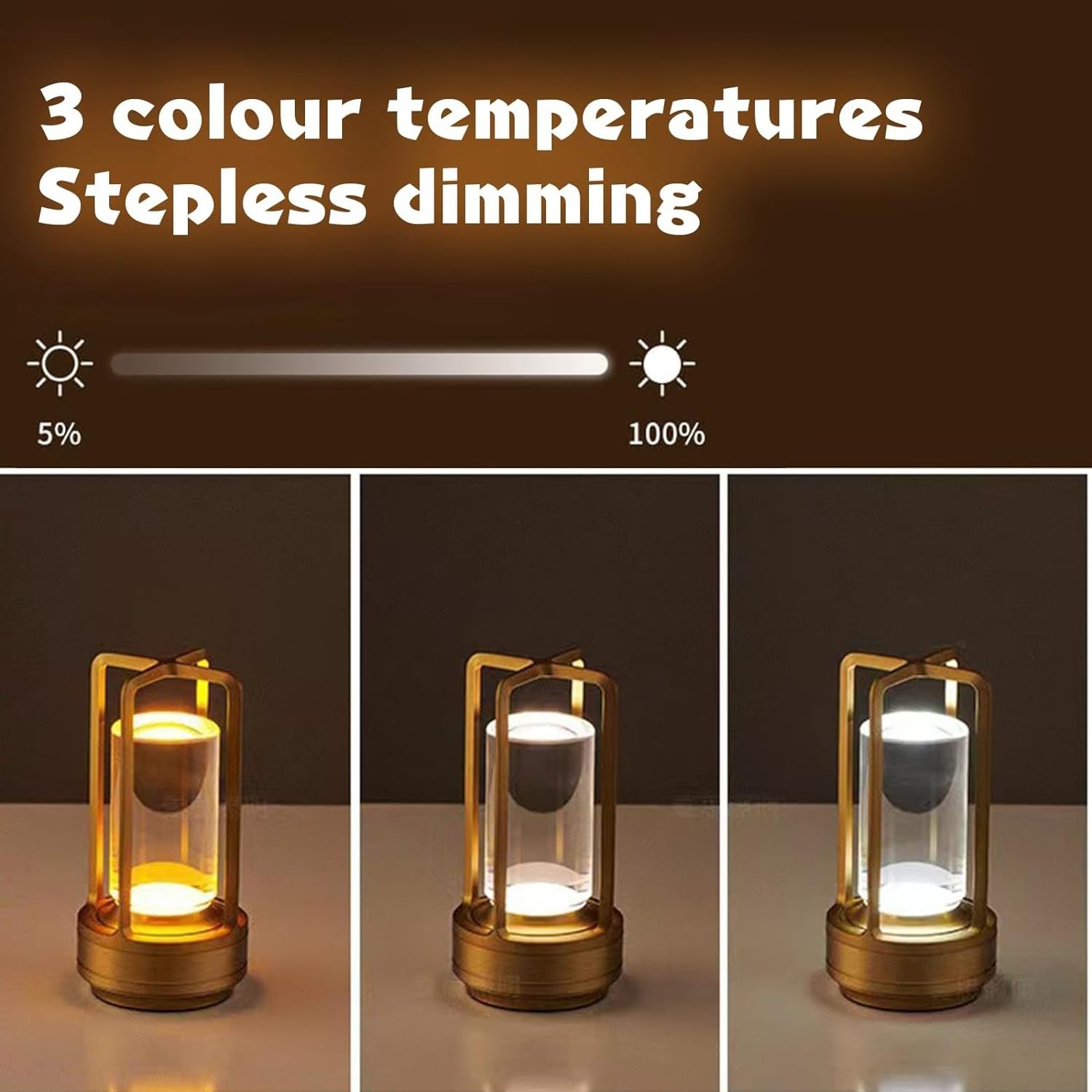 BF Portable LED Table Lamp with Touch Sensor, Dimmable Cordless Led Desk Light for Hotel Restaurant Camping