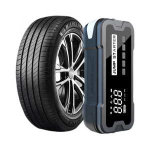 Portable 2500a Jump Start Power Bank Tire Inflator Led Flashlight Car Battery Booster Jump Starter With Air Compressor