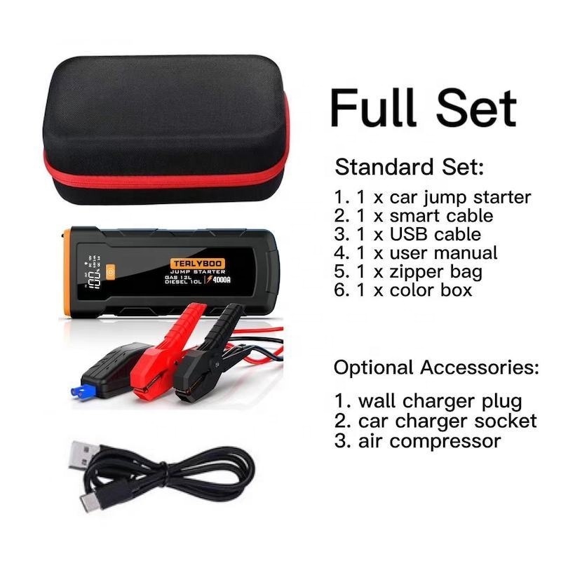 lithium battery power bank tire inflator jumpstarter 28000mah 4000 amp car jump starter with air pump