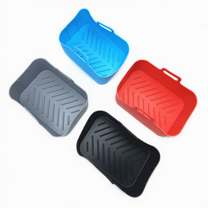 Rectangle Reusable  Air  Fryer Pot Food Safe Air Fryer Silicone Basket Liner Silicone Baking Pan