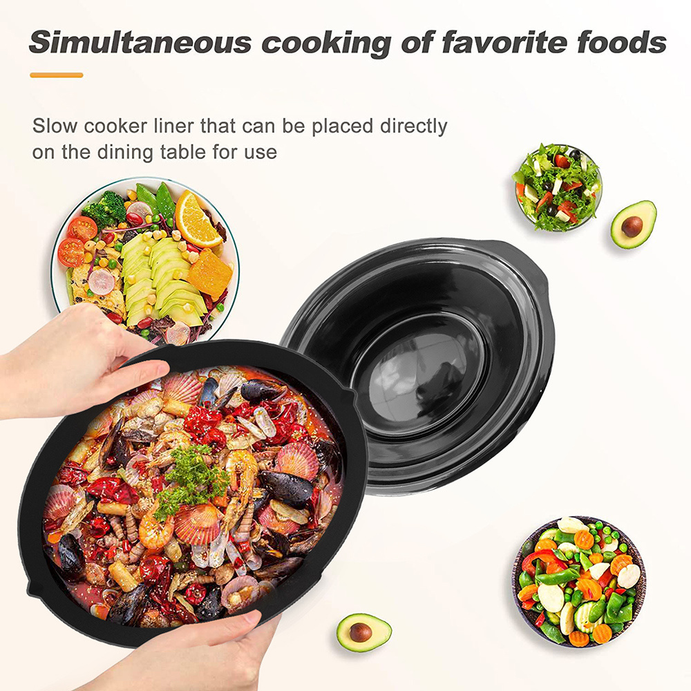 Silicone Slow Cooker Liners fit for 6QT -8 QT Silicone Slow Cooker Divider Liner Reusable Cooking Liner for Round and Oval Slow