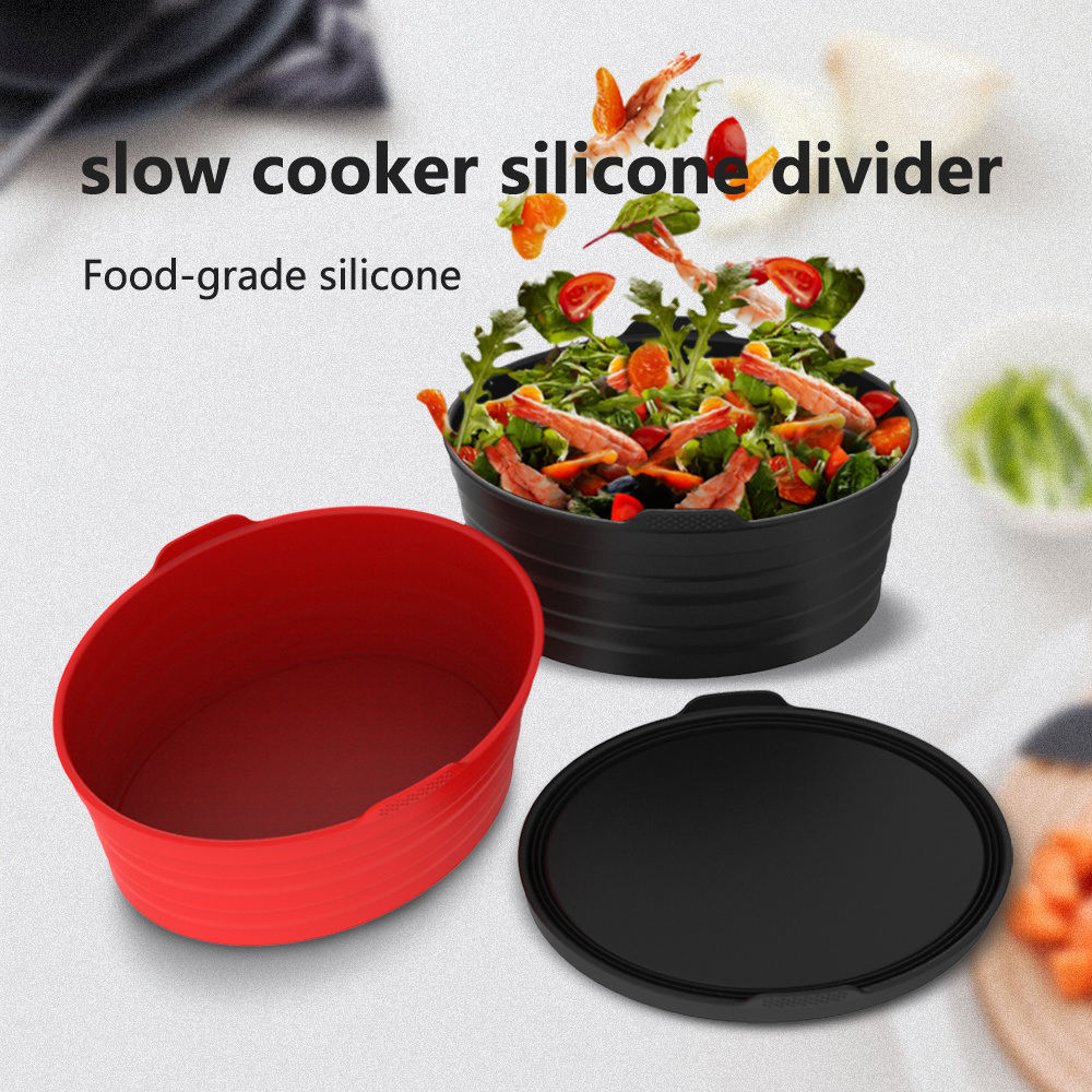 foldable Slow Cooker Divider Liner fit 6-8QT Reusable Silicone Divider Dishwasher Safe Cooking Liner for 6 Quart Pot