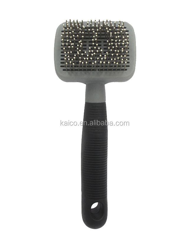 Kaico Professional Pet grooming product self-clean nylon pin slicker/pet dog cat removal comb brush/pet cleaning brush