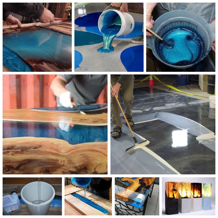 Crystal Clear Glue Two Parts Epoxy Molding Resin Gloss Wood Table Coating Resin Liquid