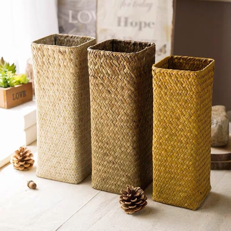 Straw Plant Holder Seagrass Planter For Decor Home  Seagrass Mixed Rattan Plant Basket