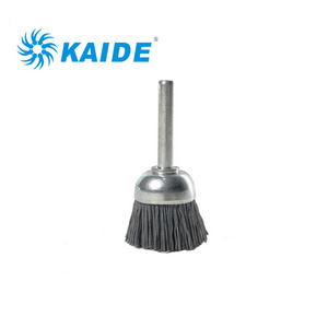 China manufacturer abrasive filaments miniature cup brush with fixed shank for cleaning