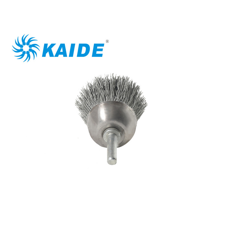 China manufacturer abrasive filaments miniature cup brush with fixed shank for cleaning