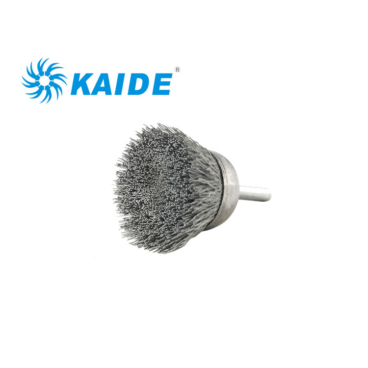 China manufacturer abrasive filaments miniature cup brush with fixed shank for cleaning