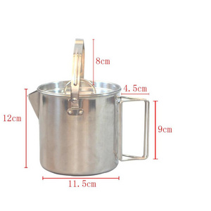 1.2L Stainless Steel Folding Handle Outdoor Travel Camping Water Cup Coffee mug   Camping Pot Cooking Kettle/tea pot