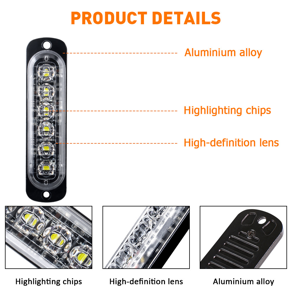 4 In 1 Led Emergency Warning Light 12v 6led Strobe Light Amber/white With Remote  Flash Grille Light For Car Truck Boat