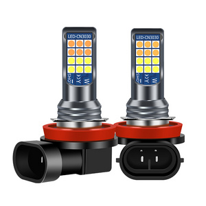 Super Bright Dual Colors H11 9005 9006 9145 HB3 Fog LED Light  24smd 3030SMD  Headlight Car Fog Lamp