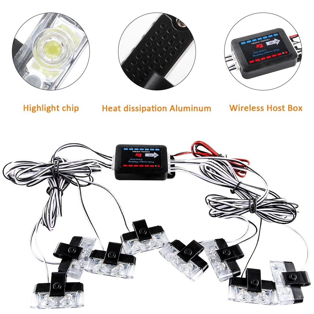 2 LED Remote Wireless 12V Car Amber Hazard Warning Beacon Truck Emergency Flash Grille Vehicle Strobe Lights