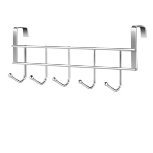 5 Hooks Over The Door Hooks Stainless Steel Hanger Clothes Towel Storage Holder Bathroom Organizer Rack Clothes Coat Hat Hanger