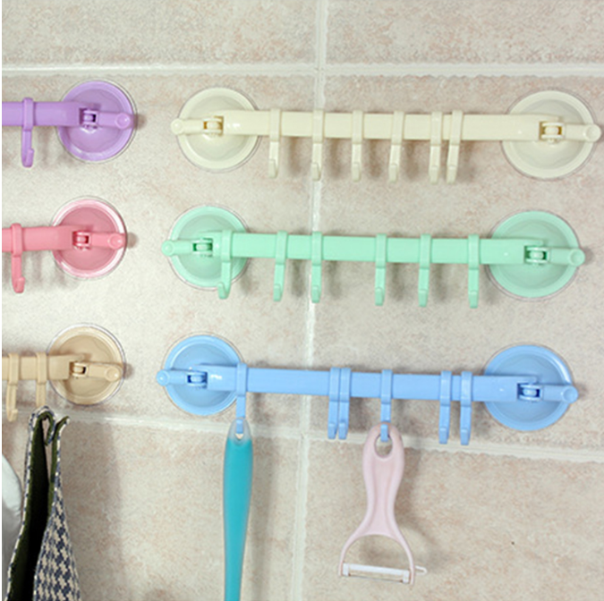 Adjustable 1PC Towel Rack Double Suction Cup Bathroom Accessories Kitchen Hook Hanging Shelves Hook Rack Adjustable Holder