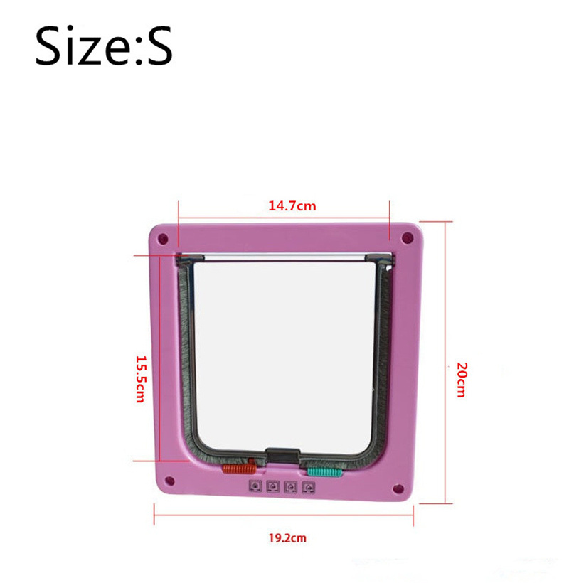 4 Way Lockable Dog Cat Kitten Door Security Flap Door ABS Plastic S/M/L Animal Small Pet Cat Dog Gate Door Pet Supplies