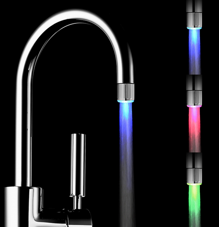 High Quality LED Water Faucet Stream Light 7 Colors Changing Glow Shower Tap Head Kitchen Pressure Sensor Kitchen Accessory