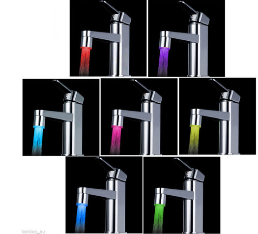 High Quality LED Water Faucet Stream Light 7 Colors Changing Glow Shower Tap Head Kitchen Pressure Sensor Kitchen Accessory