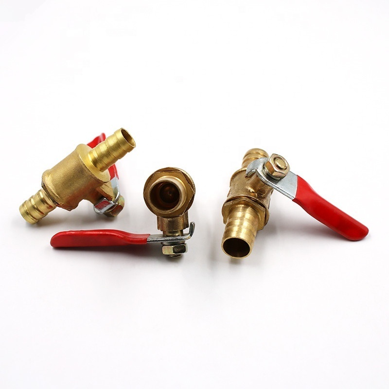 Hose Barb Inline Brass Water Oil Air Gas Fuel Line Shutoff Ball Valve Pipe Fittings