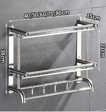 Hot Sale Stainless Steel Bathroom Wall Mounted Hanging Storage Shelf With Hook Tower Holder Tower rack