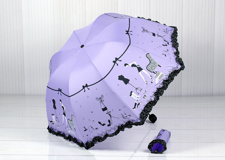 High heels Brandnew arched creative folding umbrella sun umbrella lace parasol umbrella rain women