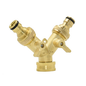 Brass 3/4 to 5/8 3/4" Y Irrigation Valve 2-Way Garden Tap Water Splitter Garden Hose Quick Connector