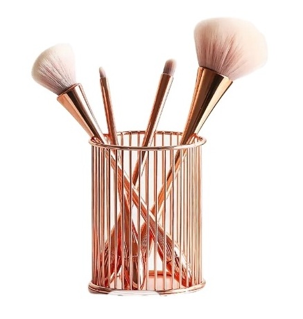 Golden Wrought Iron Makeup Brush Storage Basket Makeup Storage Box Cylindrical Case Storage Lipstick Brush Pen Holder Organizer