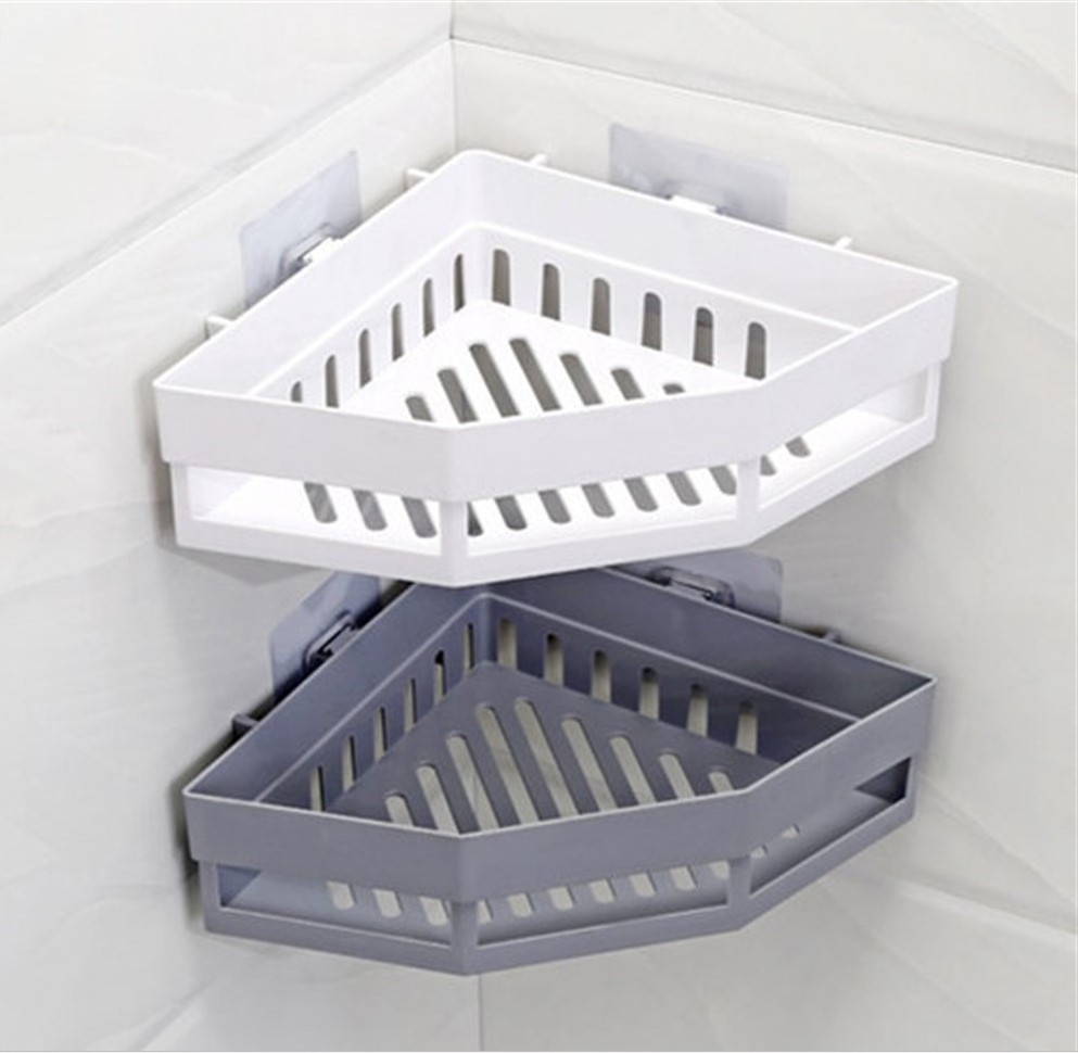 shower corner shelf Traceless Plastic Storage Rack For Bathroom Kitchen Punch-Free Firm Shower Shelf Organizer AD