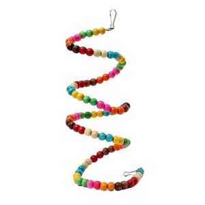 1 pc Wholesale 100CM Rainbow Beads Birds Toys Hamster Parrot Toys Stairs Parakeet Swing Exercise Wooden Bird Ladder