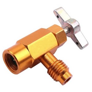 Gold 1/4 SAE Thread Adapter R-134a Refrigerant Can Bottle Tap Opener valve Tool Auto Car Accessories