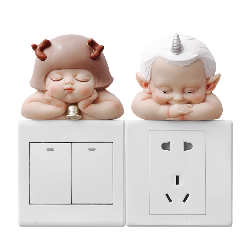 New European Lamp Switch Sticker Wall Creative Decoration Socket Sticker Protection Family Living Room Lovely Cartoon Decoration