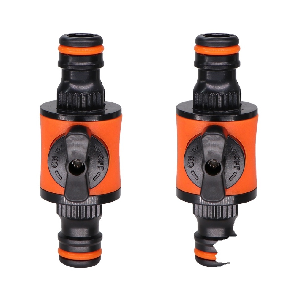 2PCS 16MM Equal Garden Hose Shut Off Valve Fitting Plastic Tubing Tap Adapter Quick Joint for Watering Irrigation Car Wash