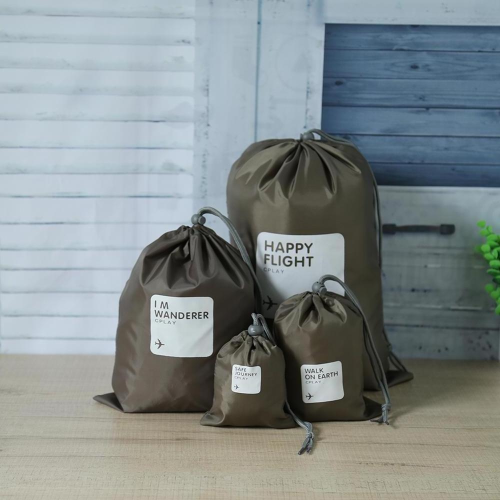 4Pcs/set Waterproof Travel Bag Shoe Bag Laundry Lingerie Pouch For Cosmetics Underwear Organizer Drawstring Storage Bag