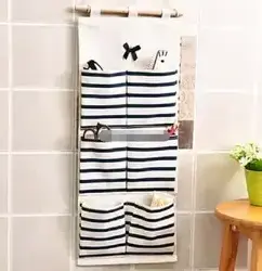 Linen Cotton Fabric Hanging bag Over Wall Door Closet Window Hanging Storage Case Wall Pockets, 8-Pocket Organizer Bag