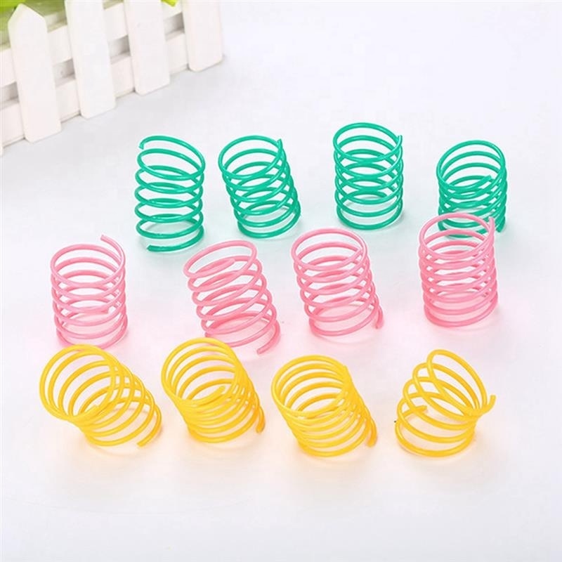 Cute Cat Spring Toys Wide Durable Heavy Gauge Plastic Colorful Springs Cat Toy Playing Toys For Kitten Pet Accessories Set