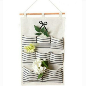 Linen Cotton Fabric Hanging bag Over Wall Door Closet Window Hanging Storage Case Wall Pockets, 8-Pocket Organizer Bag