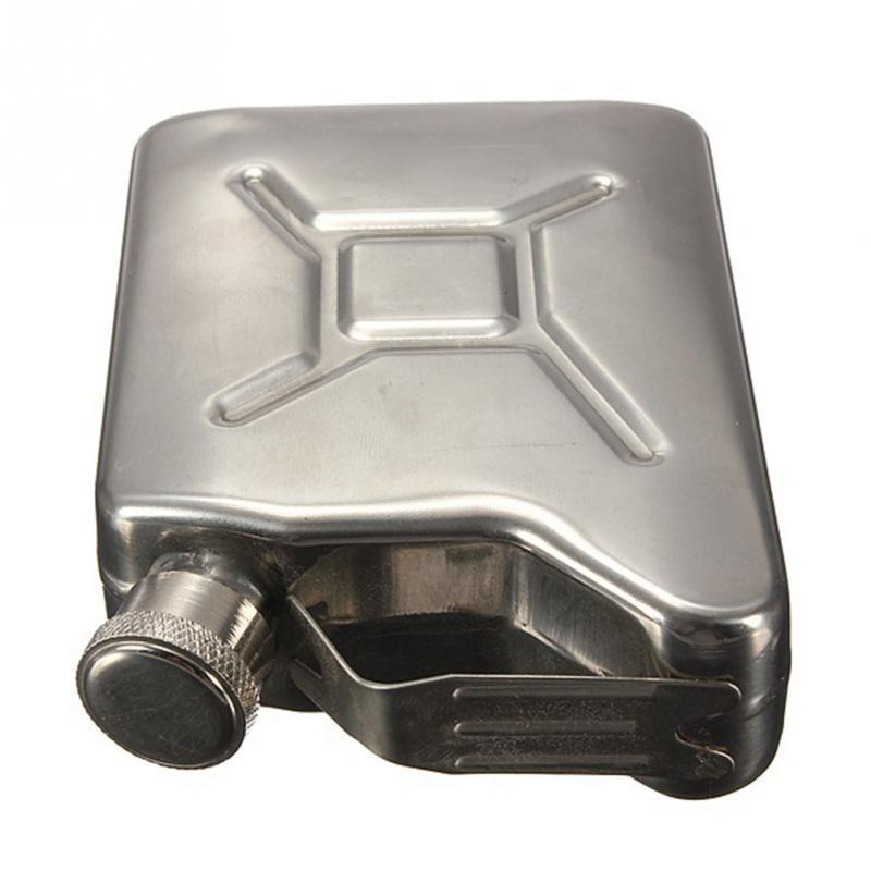 Jerry Can Hip Flask 5 oz Stainless Steel Fuel Petrol Can Style Pocket Whisky Liquor NEW Color Silver