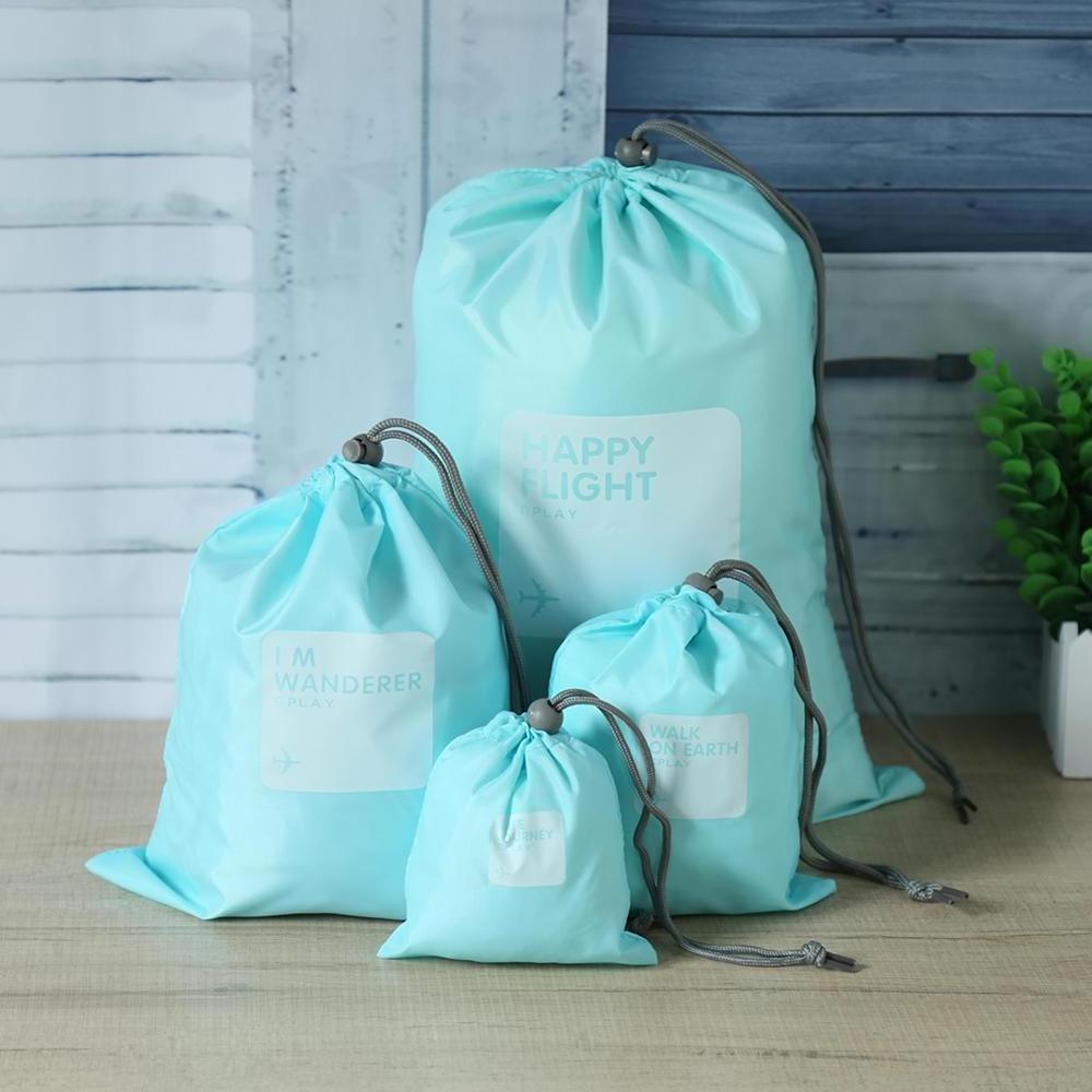 4Pcs/set Waterproof Travel Bag Shoe Bag Laundry Lingerie Pouch For Cosmetics Underwear Organizer Drawstring Storage Bag