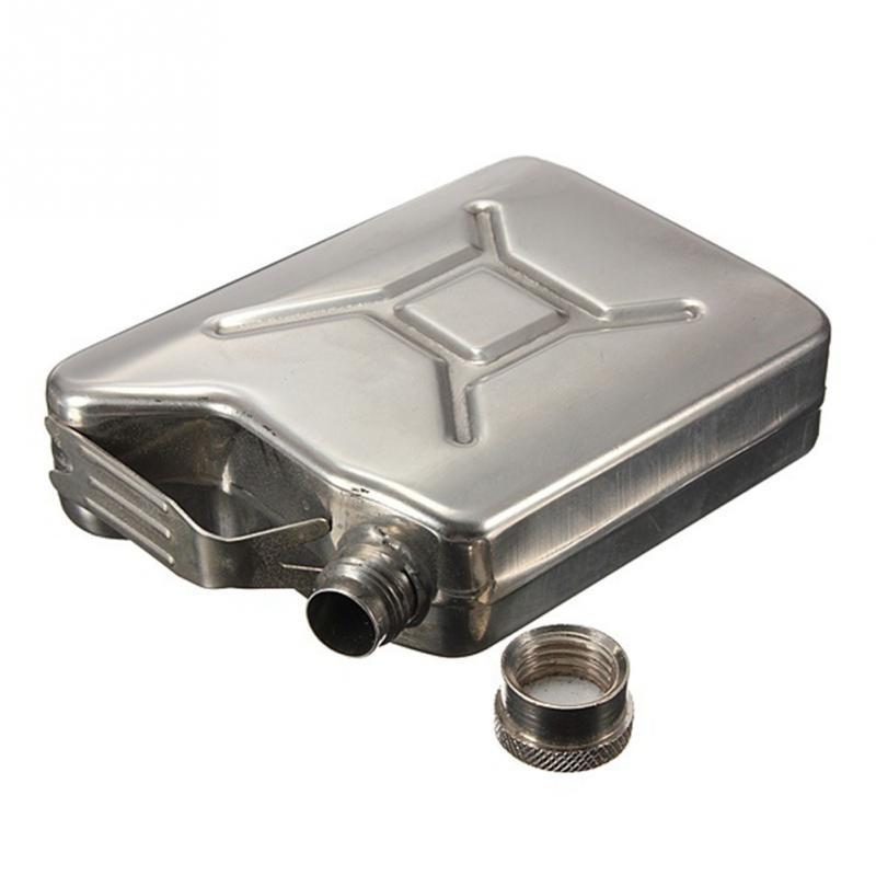 Jerry Can Hip Flask 5 oz Stainless Steel Fuel Petrol Can Style Pocket Whisky Liquor NEW Color Silver