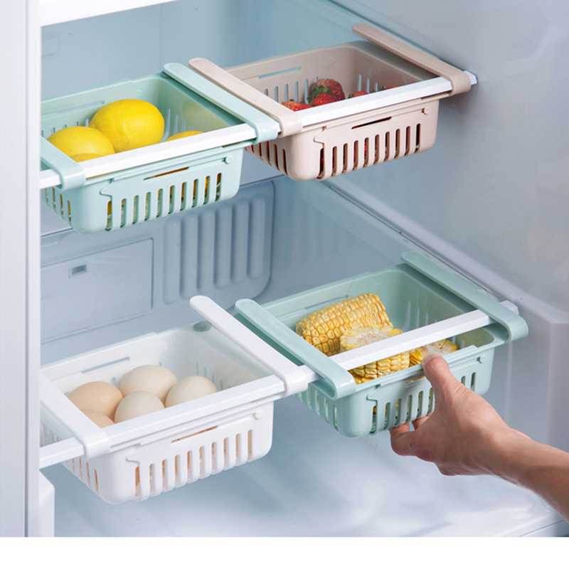 Mini ABS Slide Kitchen Fridge Freezer Space Saver Organization Storage Rack Bathroom Shelf