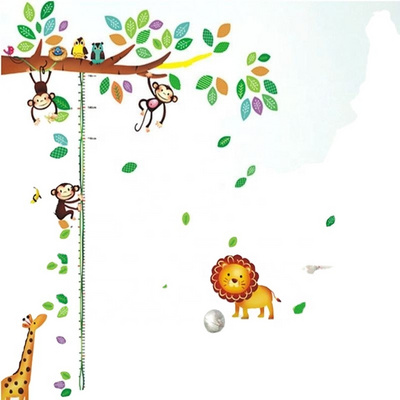 Cartoon Giraffe Monkey Trees height Wall Sticker Baby Room Children Bedroom Wall Stickers Home Decor Wall Art Sticker