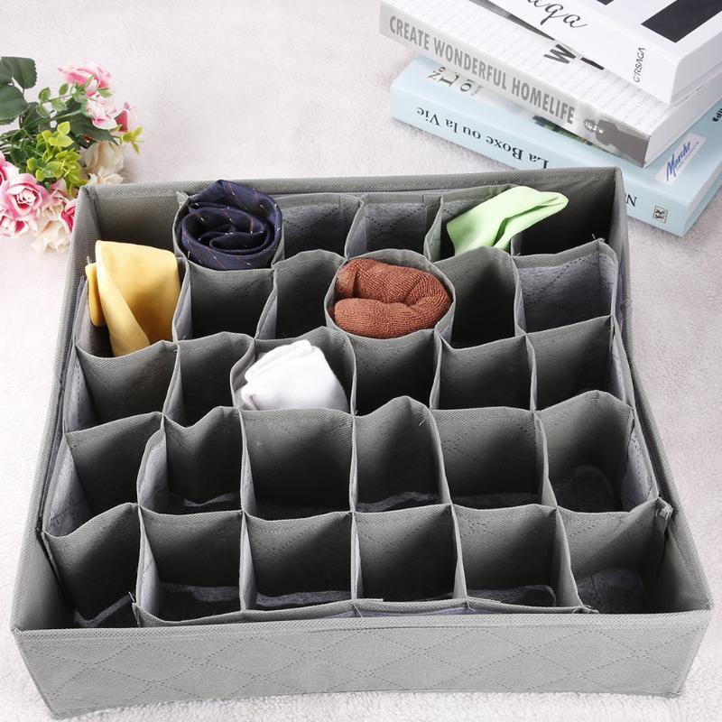 30 Cell Underwear Bra Organizer Storage Box Detachable Drawer Closet Organizers Boxes For Underwear Scarfs Socks Bra