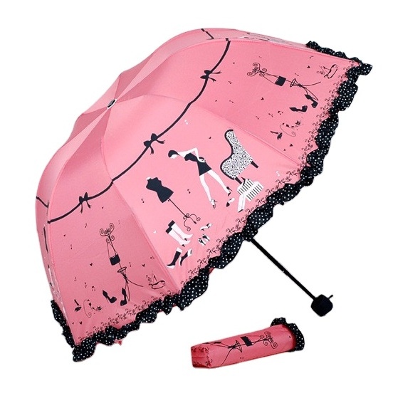 High heels Brandnew arched creative folding umbrella sun umbrella lace parasol umbrella rain women