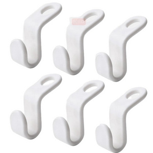 6pcs Multi-function Wardrobe Space-saving Stack Hanger Hook Coat Hook Plastic Closet Stack Hanger Rack Bedroom Storage Organizer