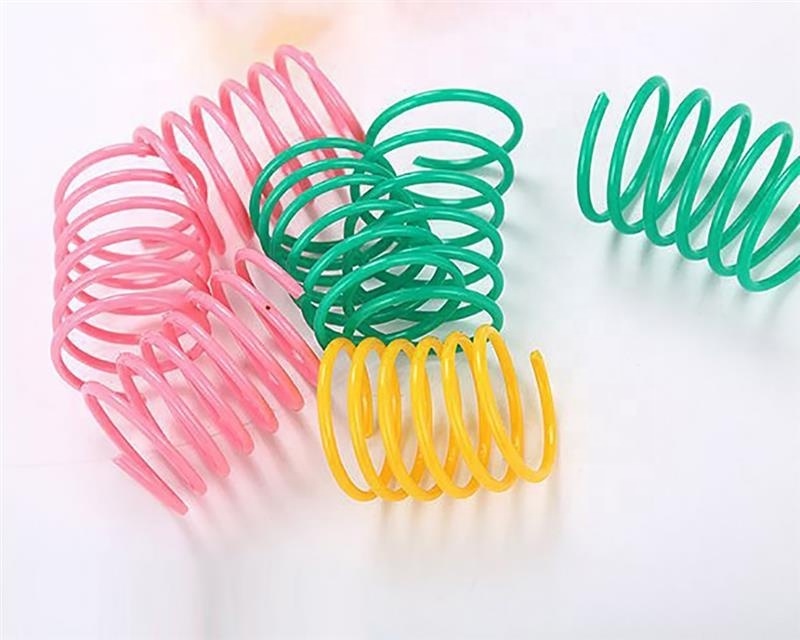 Cute Cat Spring Toys Wide Durable Heavy Gauge Plastic Colorful Springs Cat Toy Playing Toys For Kitten Pet Accessories Set