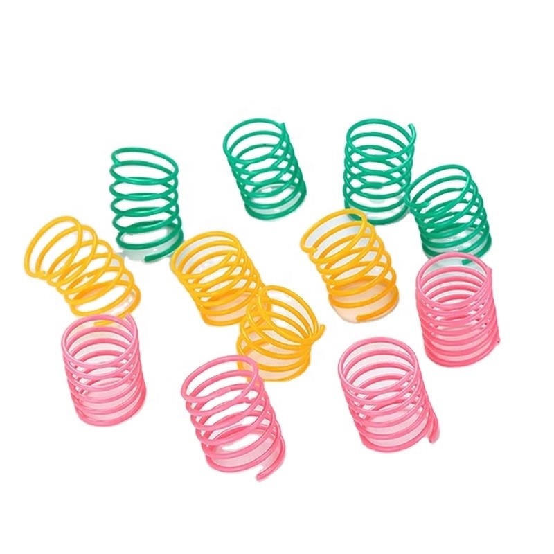 Cute Cat Spring Toys Wide Durable Heavy Gauge Plastic Colorful Springs Cat Toy Playing Toys For Kitten Pet Accessories Set