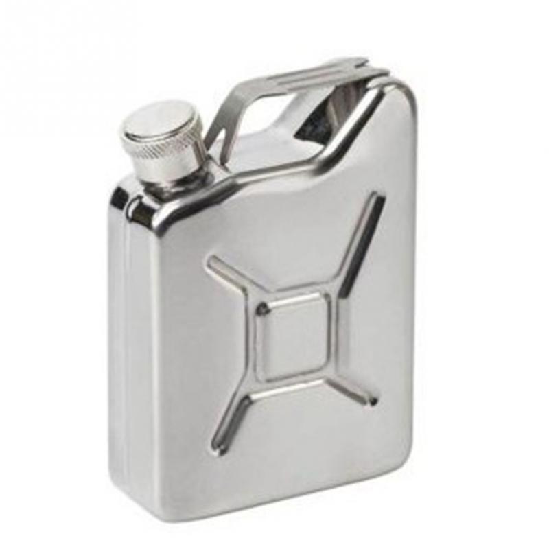 Jerry Can Hip Flask 5 oz Stainless Steel Fuel Petrol Can Style Pocket Whisky Liquor NEW Color Silver